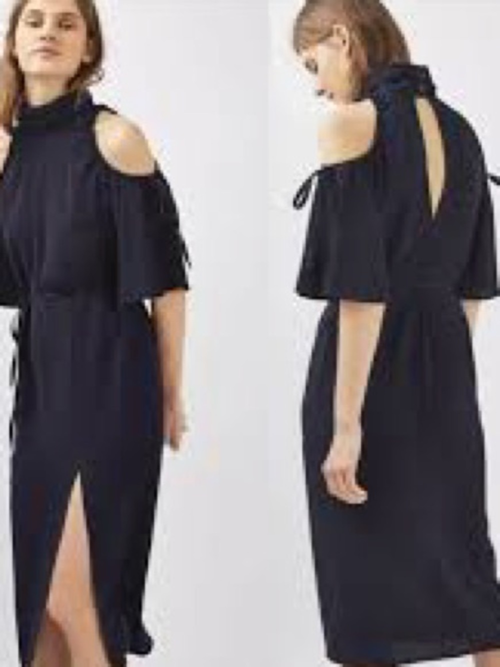 Topshop navy blue Cold-Shoulder Midi Dress